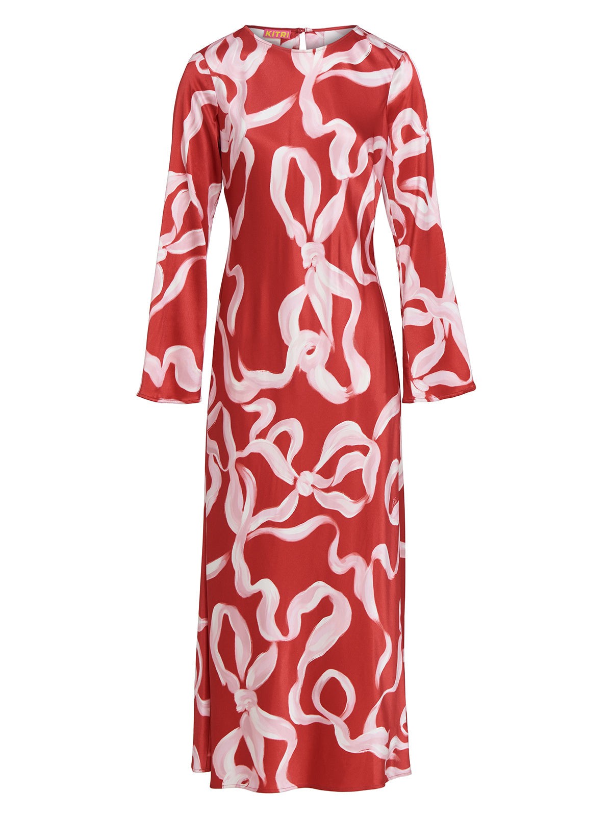 Keira Red Ribbon Print Maxi Dress view 4