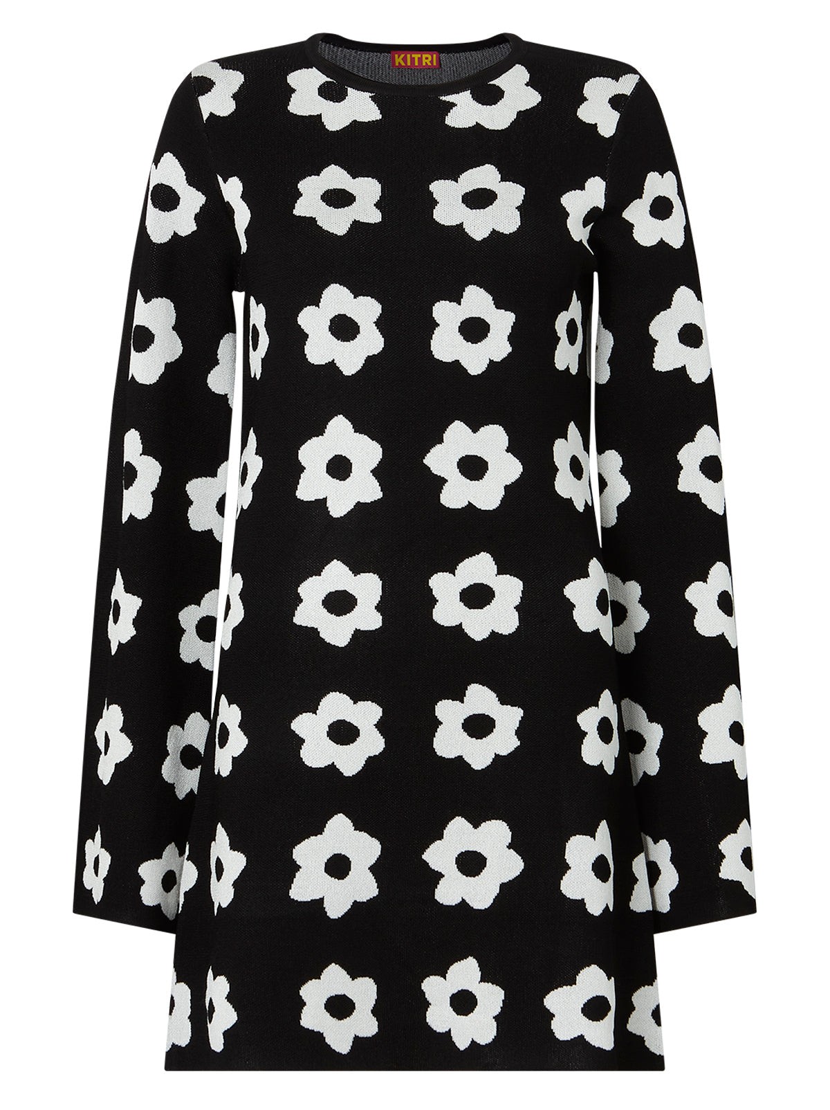 Greta Black Tiled Floral Knit Mini Dress view 4