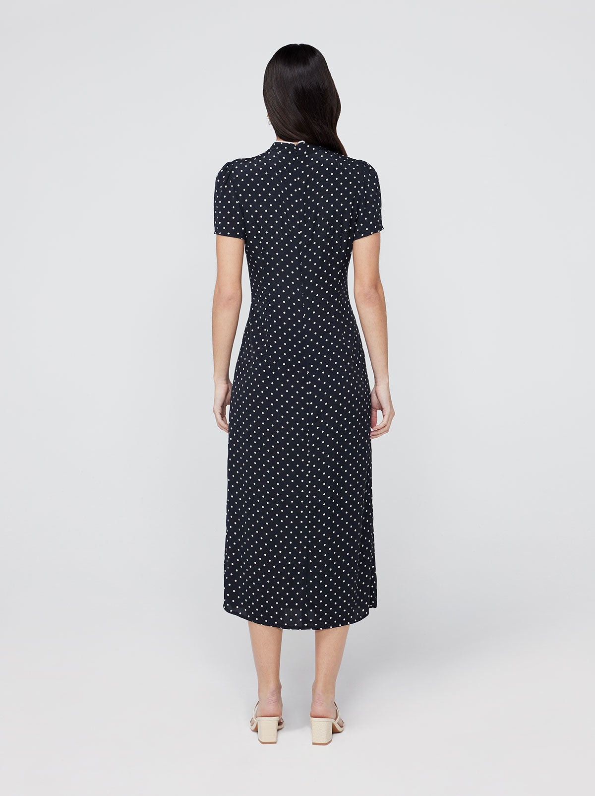 Leia Black Polka Dot Midi Dress view 4