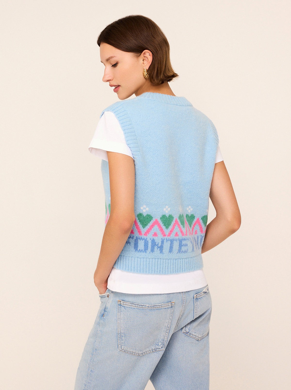 Winona Blue Fairisle Knit Vest view 3